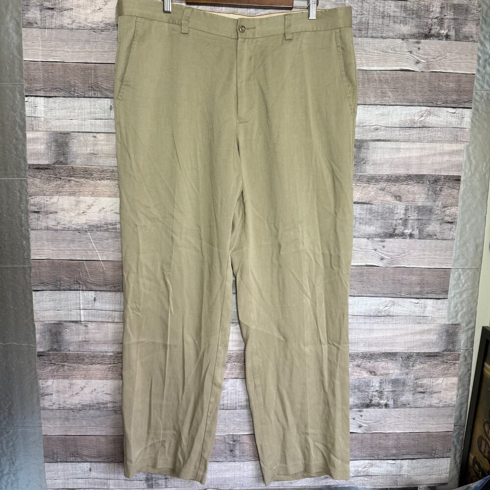 Tommy Bahama Mens Wool Blend Chinos 38x32 Tan Classic Business Preppy
